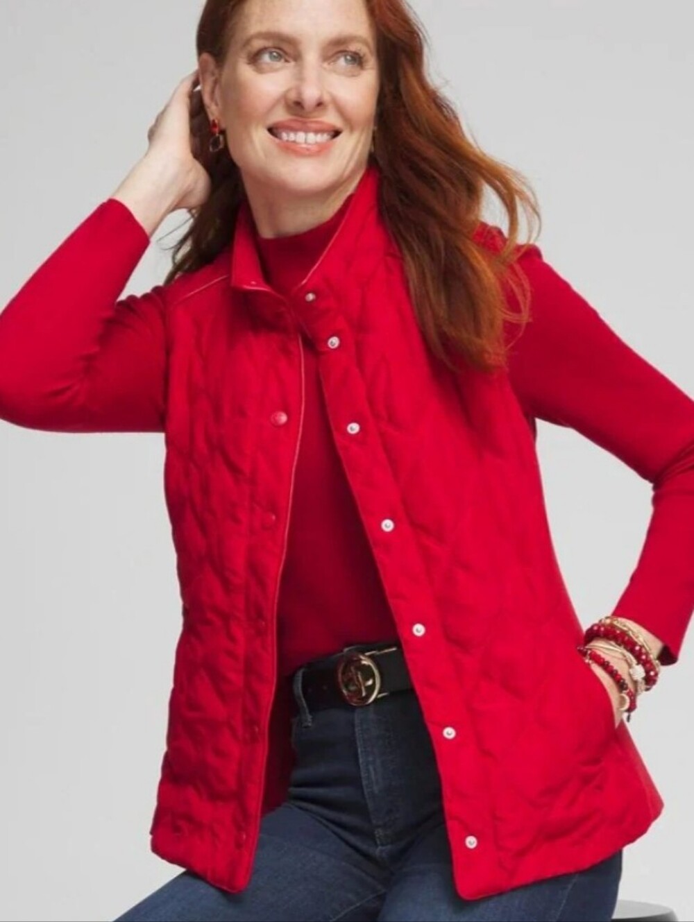 Chico's Quilted Vest Red Allure NWT Size Medium - Gorgeous